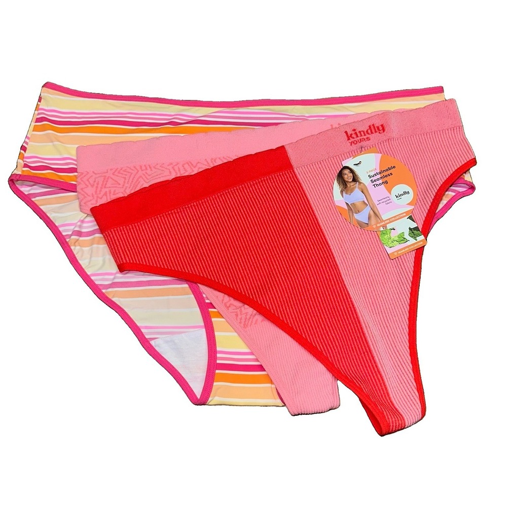 Kindly Yours Panties Mixed 3 Pack - 2 Thongs 1 Cheeky Panty Women's 3X 22 New